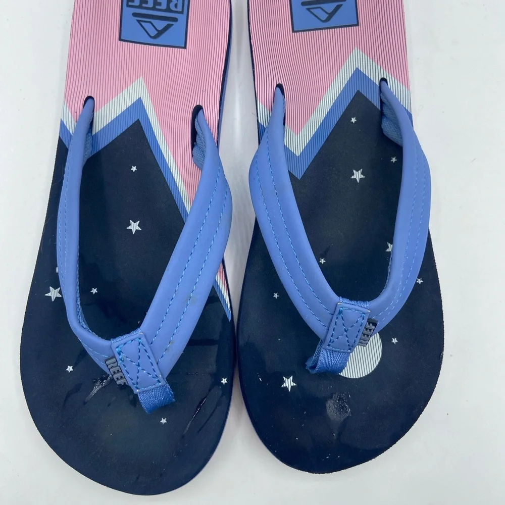 Reef Blue and Pink Flip Flops girls size 6